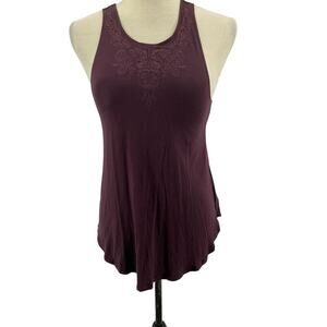 American Eagle Womens Soft & Sexy Plum Tank Embroidered Front XSmall
